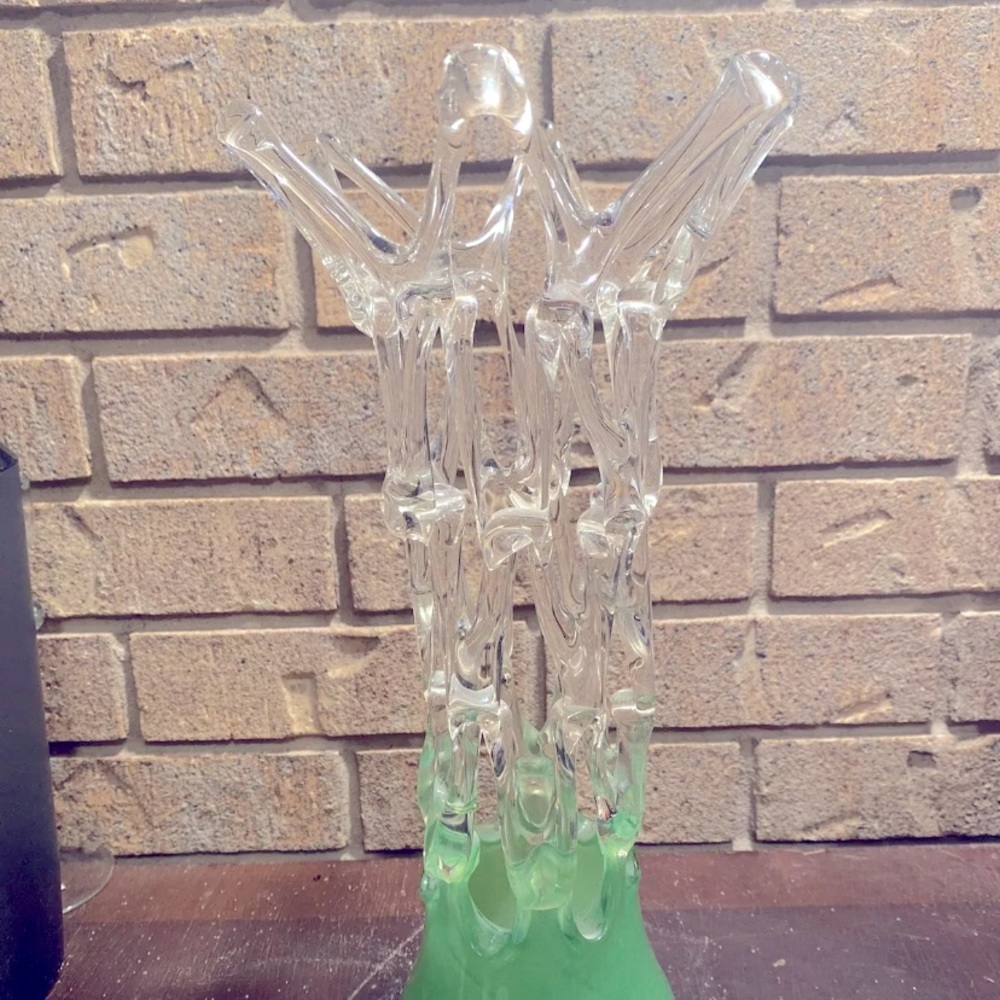 Hand Blown Style Lattice Web crown Glass Vase